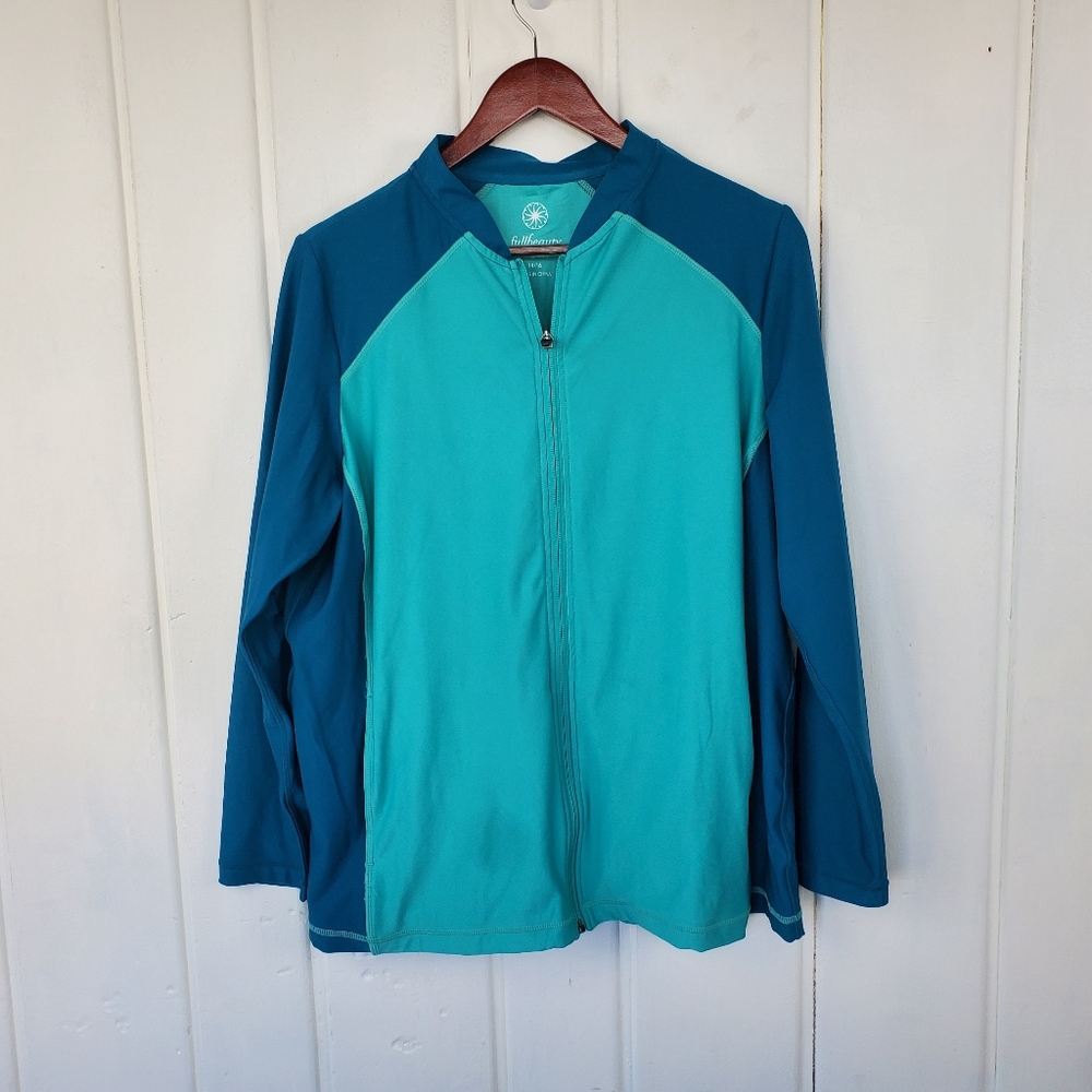 FullBeauty Sport Womens 14/16 Green Plus Size Zip Up Activewear Jacket